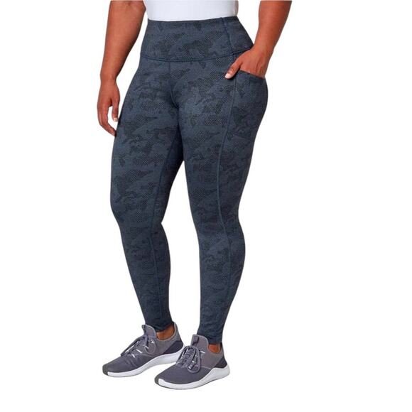 New Mondetta India Ink Performance Luxury Womens Brushed Jacquard Leggings L - Picture 1 of 7